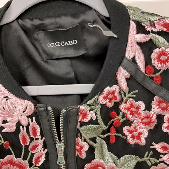Dolce Cabo Floral Zipper Jacket Black Pink Red Embroidered Size-Medium-Large - Picture 3 of 9